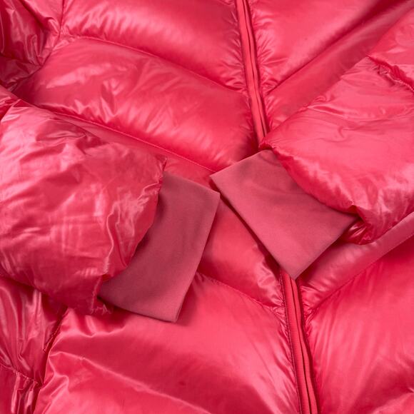 Athleta Women's Sz L Coral/pink Nylon Goose Down Zip Packable Puffer Coat Jacket - Picture 4 of 12